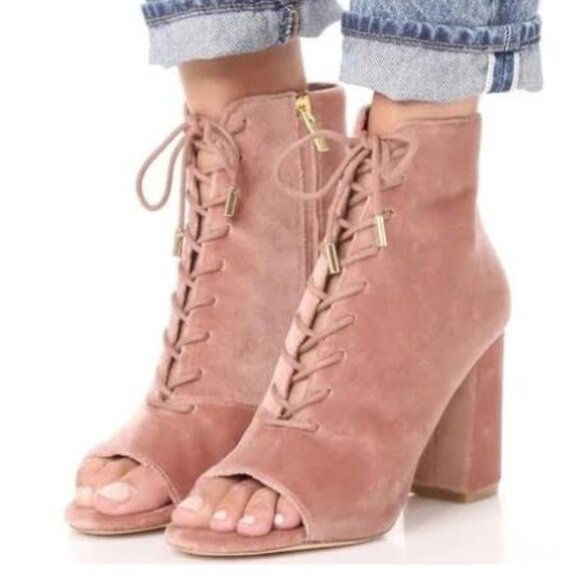 Joie Lakia Velour Peep Toe Heel Booties Sz EU38 NWOT - Picture 15 of 15